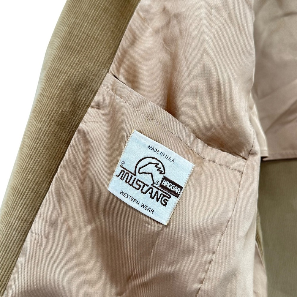 Vintage 70s Western Wear Corduroy Blazer Mustang by Haggar Made in USA Tan | 40 - Picture 3 of 9